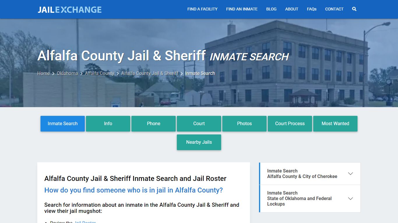 Alfalfa County Jail & Sheriff Inmate Search - Jail Exchange