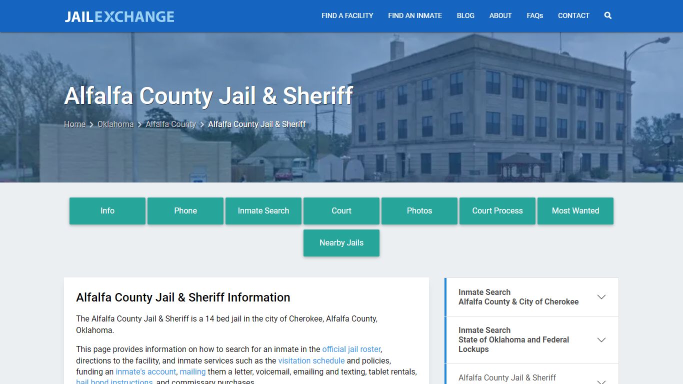 Alfalfa County Jail & Sheriff, OK Inmate Search, Information
